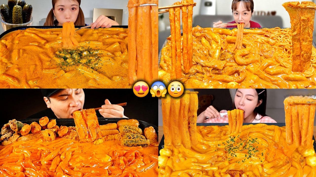 ASMR Mukbang: Creamy Spicy Rosé Tteokbokki 🧀 | Big Bites & Eating Sounds