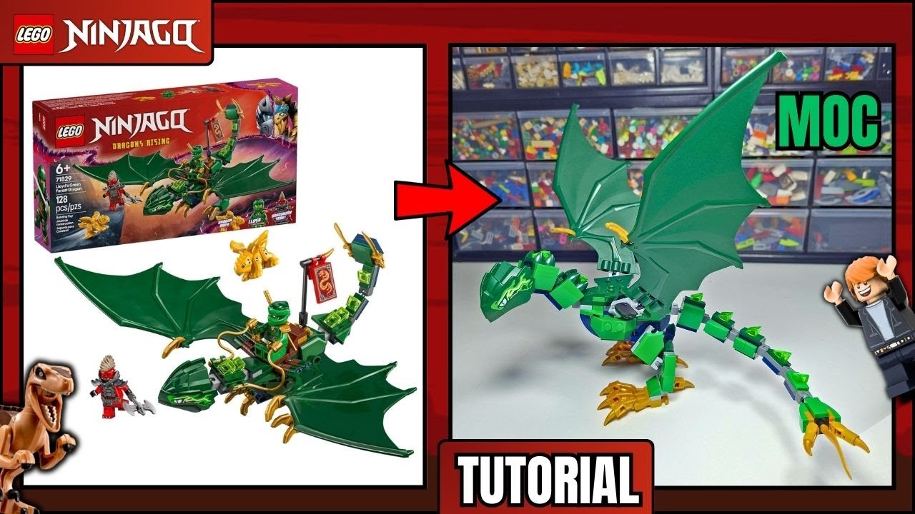 ¡TE ENSEÑO A MEJORAR ESTE DRAGÓN! - LEGO Ninjago Lloyd´s Green Forest Dragon set(71829) MOC TUTORIAL