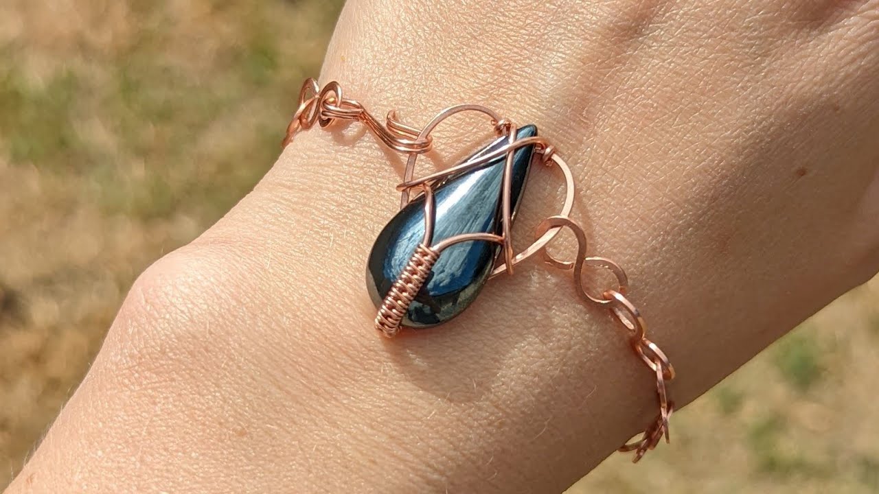 Wire Wrapped Cabochon Bracelet Tutorial using Round Wire
