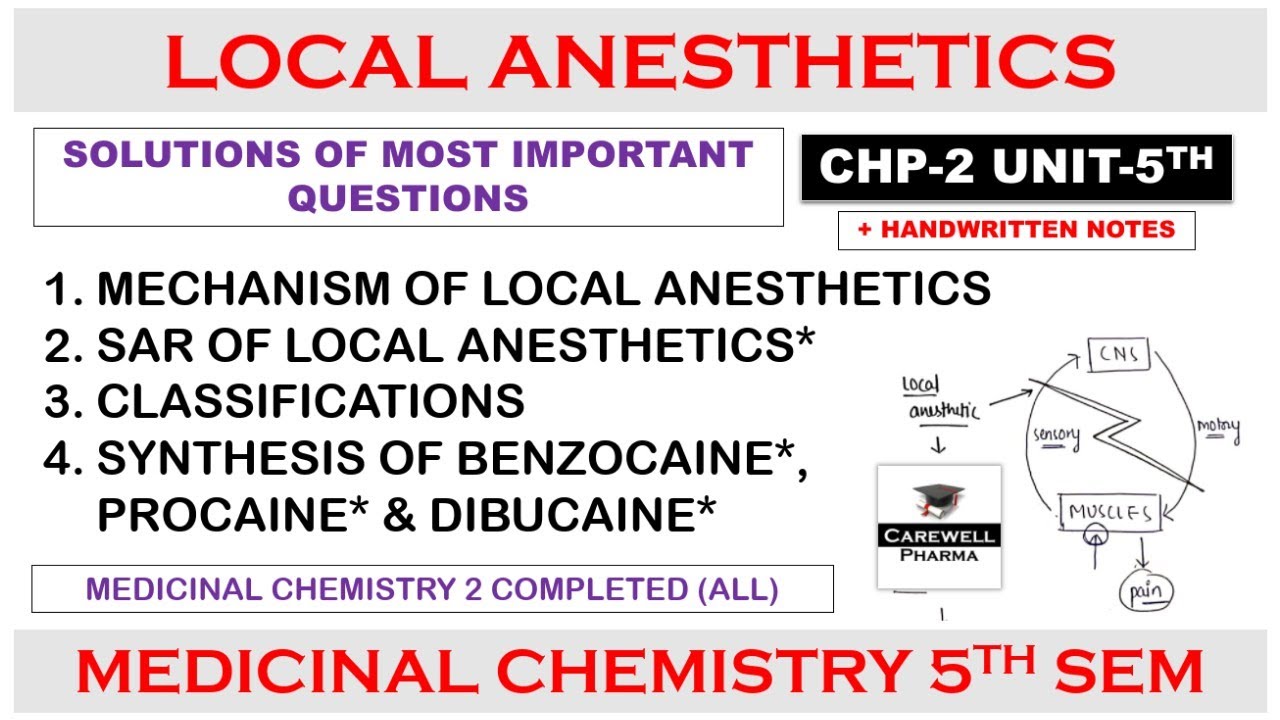 Local Anesthetics (complete) || Chapter 2 Unit 5 Solution || Medicinal chemistry 5th sem