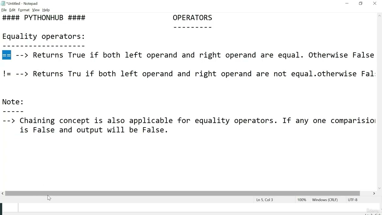 L18  Equality Operators
