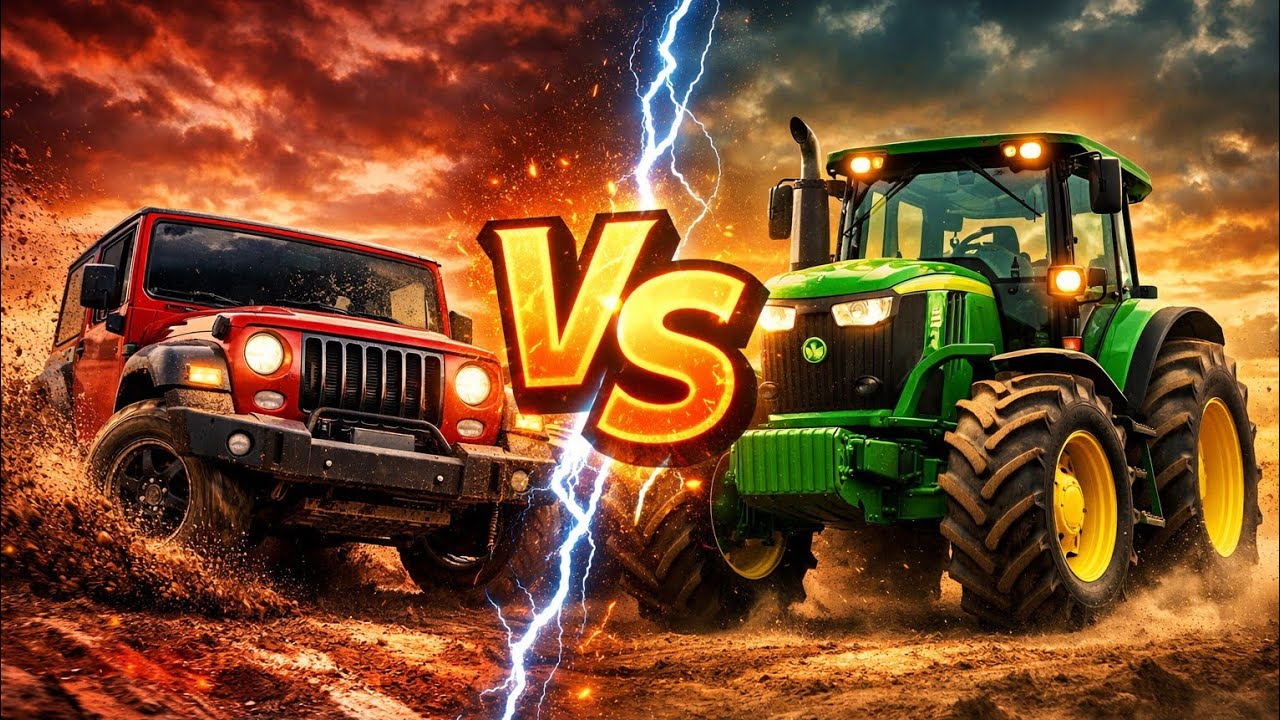 🔥 Thar vs John Deere Tractor LIVE | Kaun Jeetega? 😈