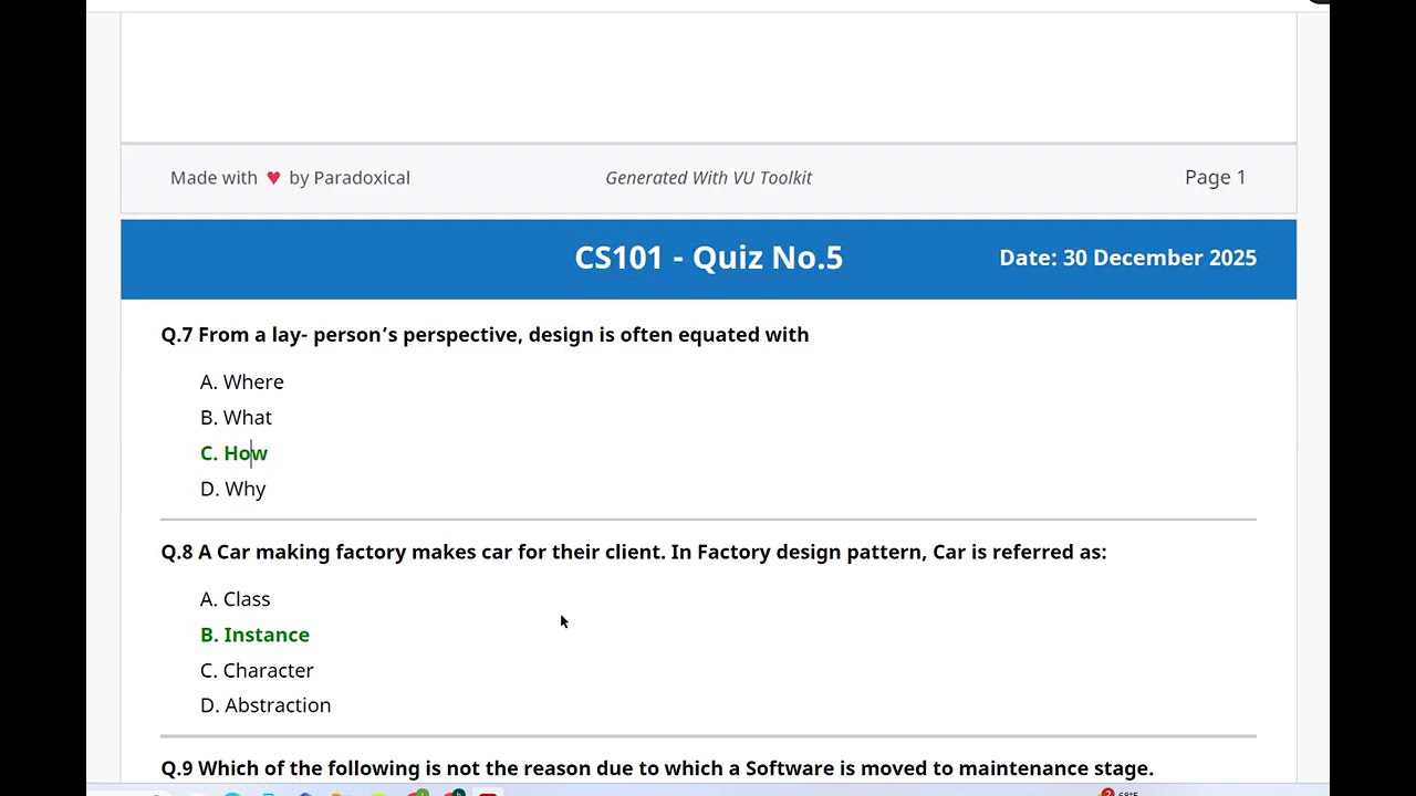 cs 101 quiz 5 solution fall 2025|step by step solution