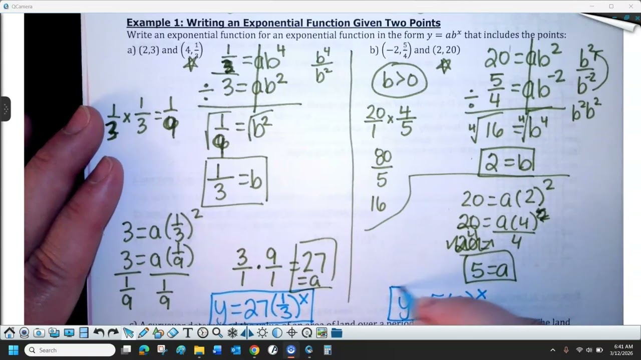 6-2(b) Notes (2 points to write an exponential model)