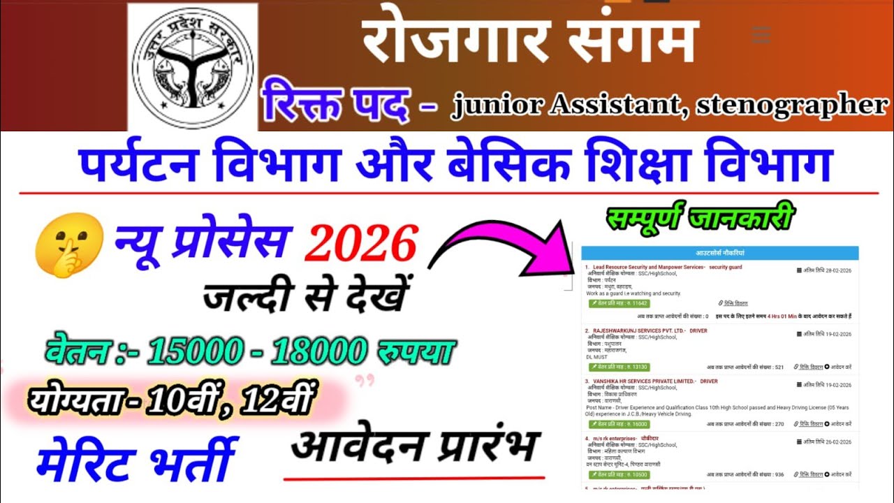 सेवायोजन से पर्यटन विभाग में ऑनलाइन आवेदन कैसे करें !! न्यू वैकेंसी 2026 || बिना परीक्षा सीधी भर्ती 