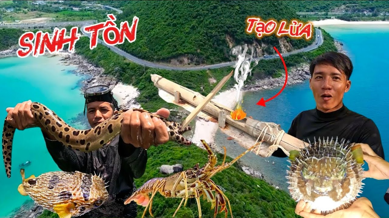 24h sống trên đảo hòn dom tạo lửa sinh tồn từ ống tre khô | kỷ năng sinh tồn | 24 hour survival