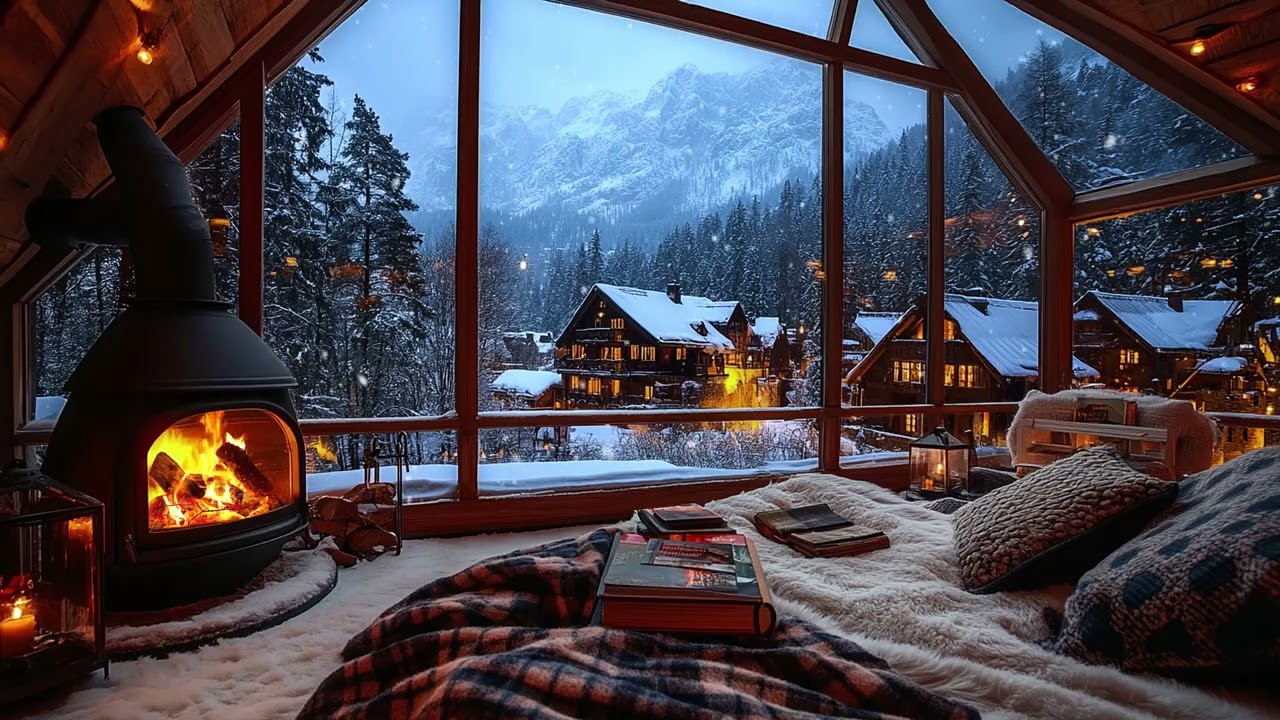 The Most Relaxing Winter Night ❄️ | Cozy Fireplace Glow for Stress Relief and Inner Peace