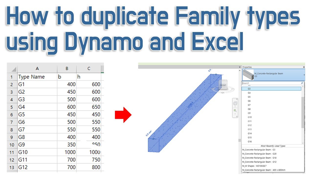 How to duplicate multiple family types using dynamo and excel | Revit tip