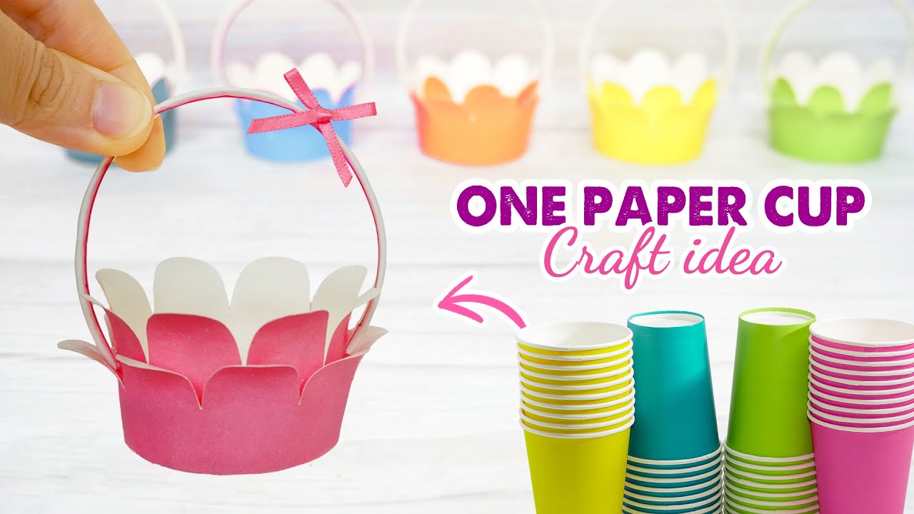 DIY Flower basket from paper cup | Easy paper craft