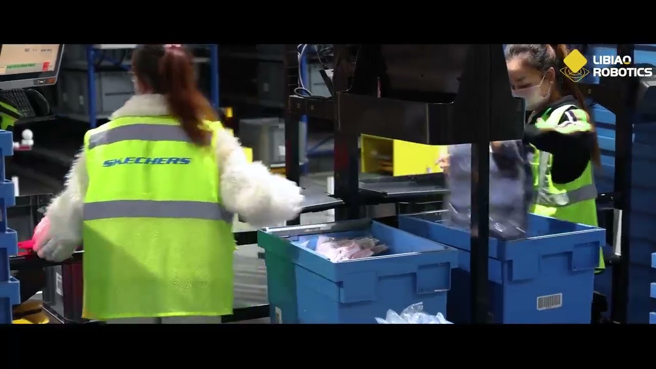 Libiao AirRob Tote Handling System in Skechers Warehouse