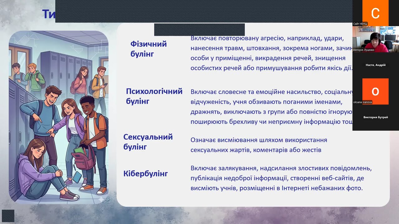Онлайн-заняття для слухачів онлайн інтенсиву «Булінг як соціально-педагогічна проблема»