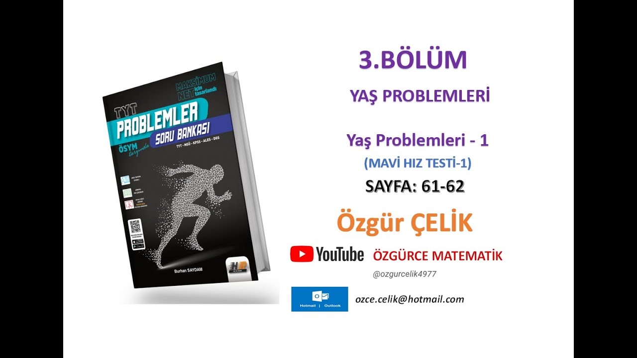 Hız ve Renk TYT Problem-Yaş Problemleri 1(Mavi Hız Testi 1) (sayfa: 61-62)
