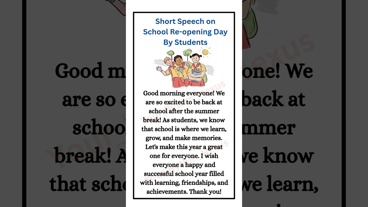 School reopening day speech | Back to school speech | Speech for new academic year assembly #speech