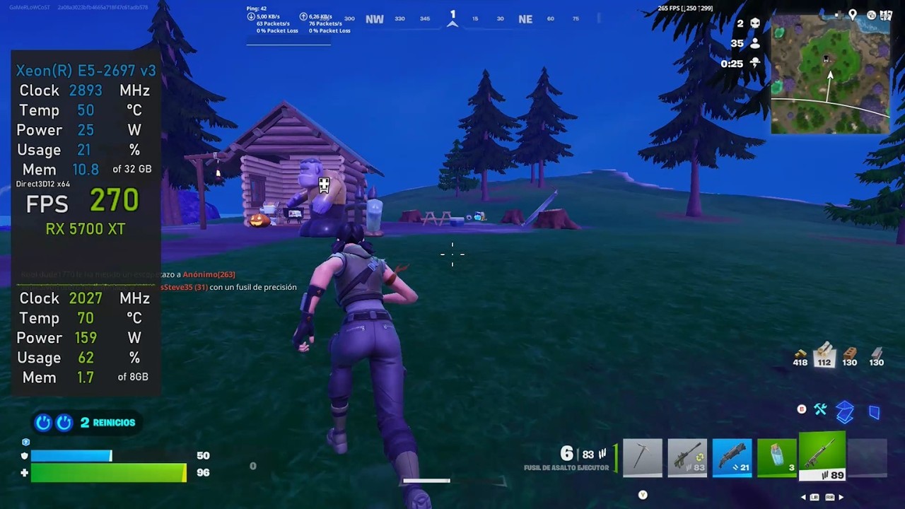 Fortnite Intel Xeon 2697v3 + RX 5700 XT