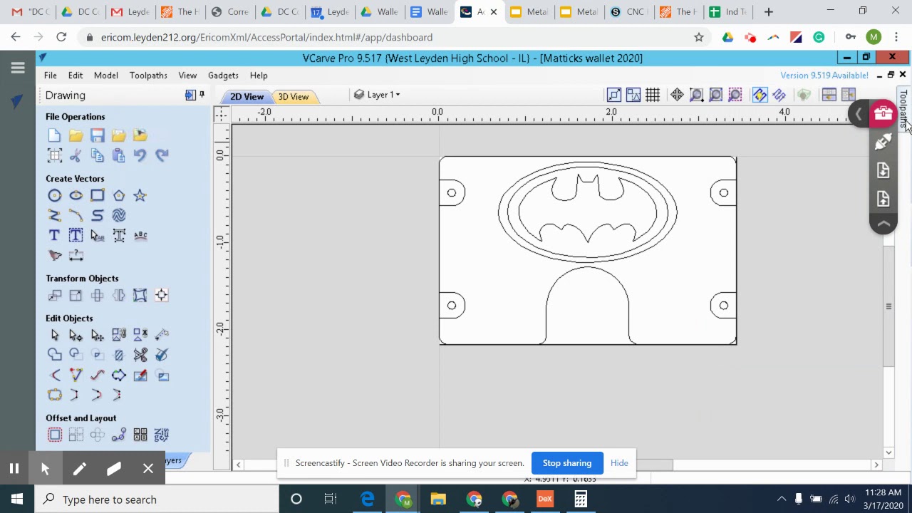 Vcarve Wallet video 5: Tool library and tool paths