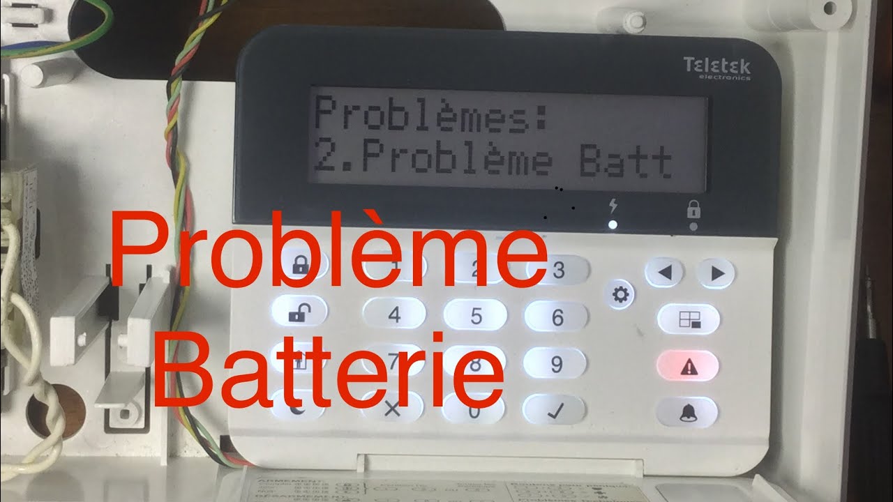 اسباب ومشاكل (. Problème Batterie)، في اجهزة الاندار. Alarme Teletek