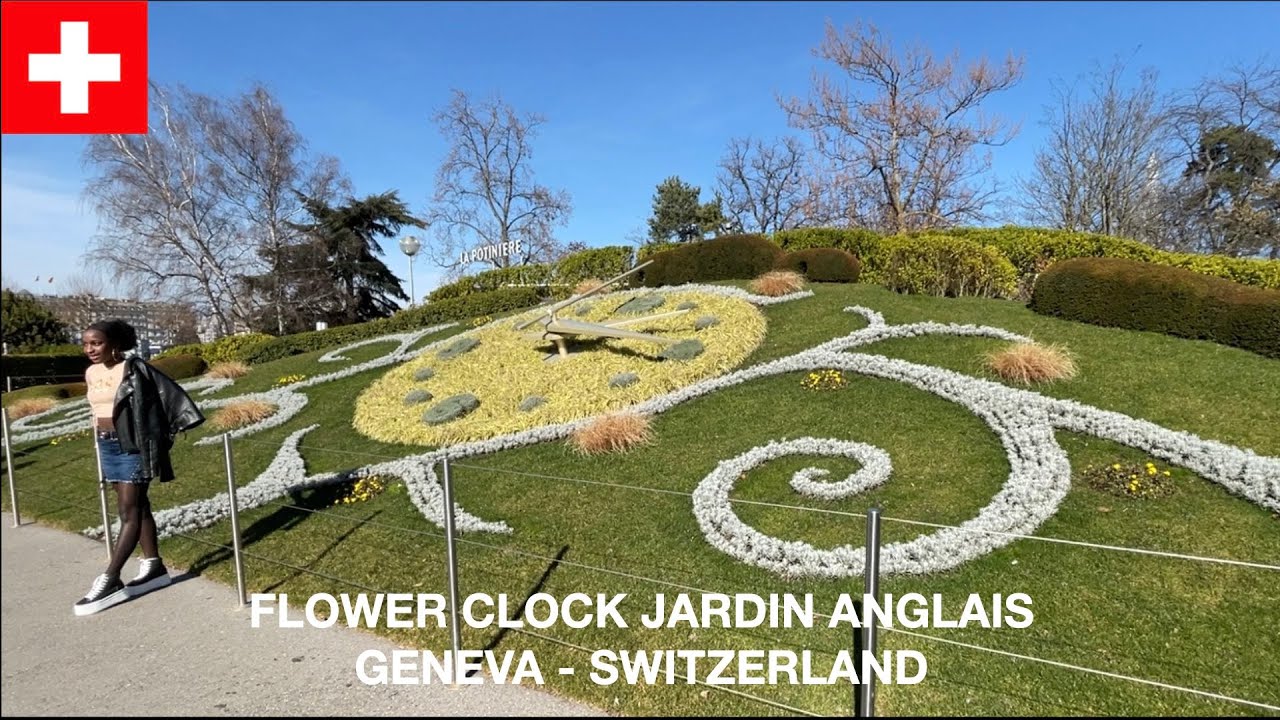 Geneva Flower Clock in Jardin Anglais, Switzerland [4K]