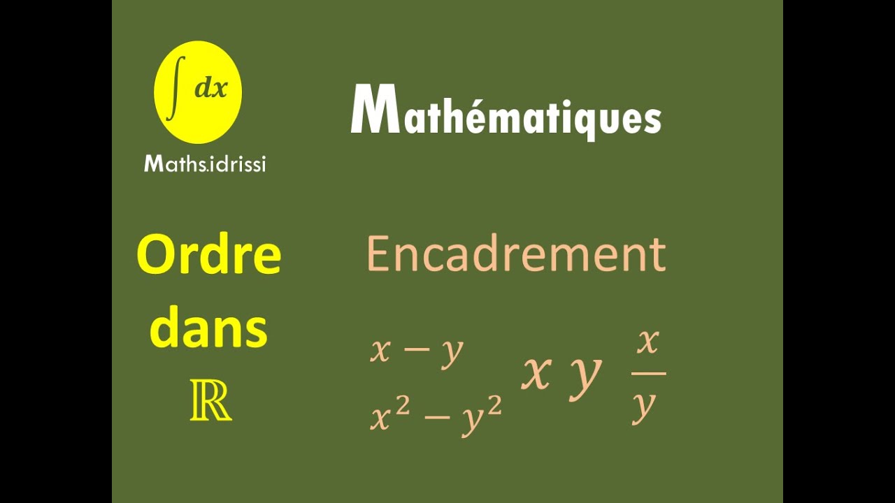 Ordre dans R encadrement . Ordre et addition. Ordre et multiplication. Ordre et inverse.