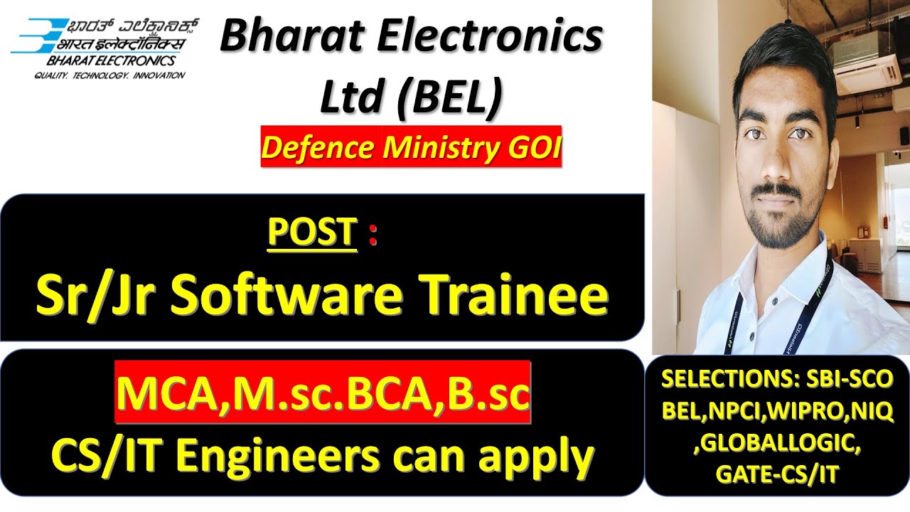 BEL Jr/Sr Software Trainee Recruitment| bca,mca,bsc,msc BE/BTECH eligible#belfte #bel #psu #job