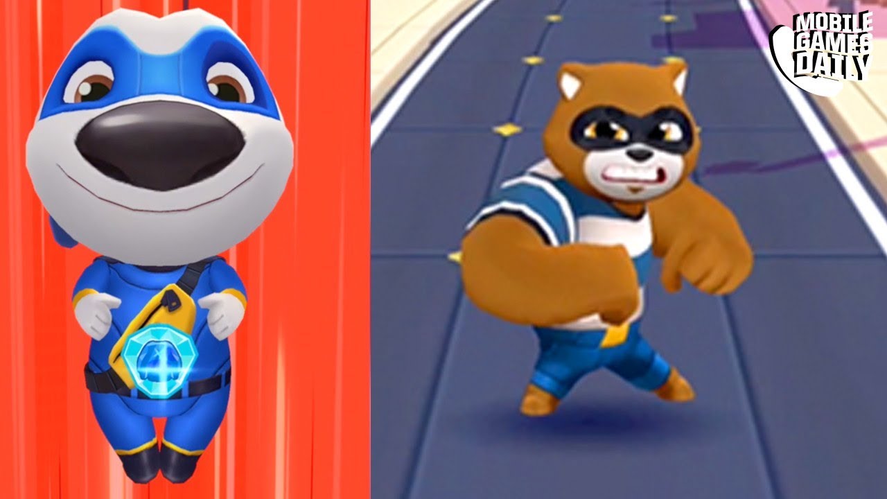 TALKING TOM HERO DASH - Hero Hank VS Big Racoon | Tom Gold Run | Tom Pool