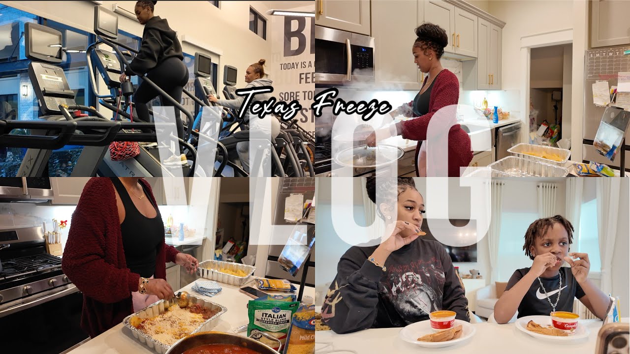 INSIDE FOR THE TEXAS FREEZE VLOG | COOK WITH ME + WORKOUTS+ MOM LIFE + MORE !