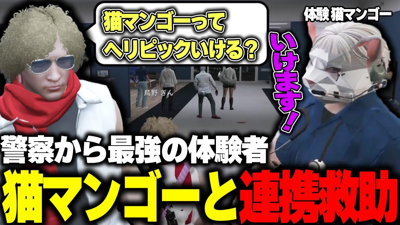 【ストグラ】猫マンゴーが救急隊体験に来たが救助が早すぎて驚く鳥野
