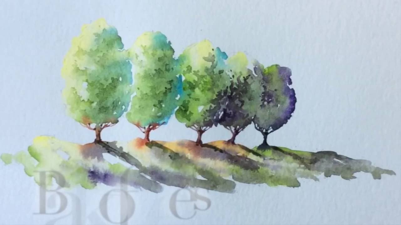 Simple LooseWatercolours.com 'Bank of Tree's ' with Andrew Geeson