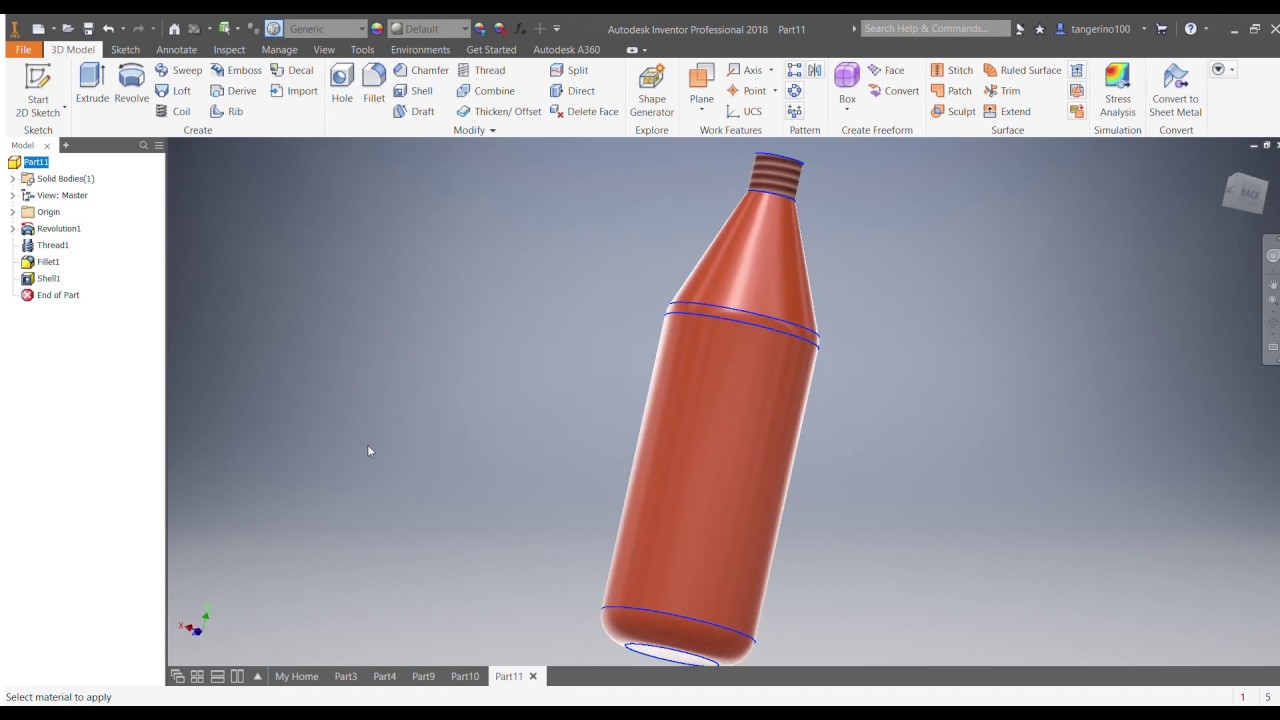 PET Plastic Bottle with Autodesk Inventor