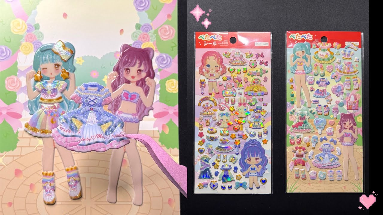 Japan Daiso Doll Dress Up Stickers 🎀 | 일본 다이소 인형 옷입히기 스티커 놀이 