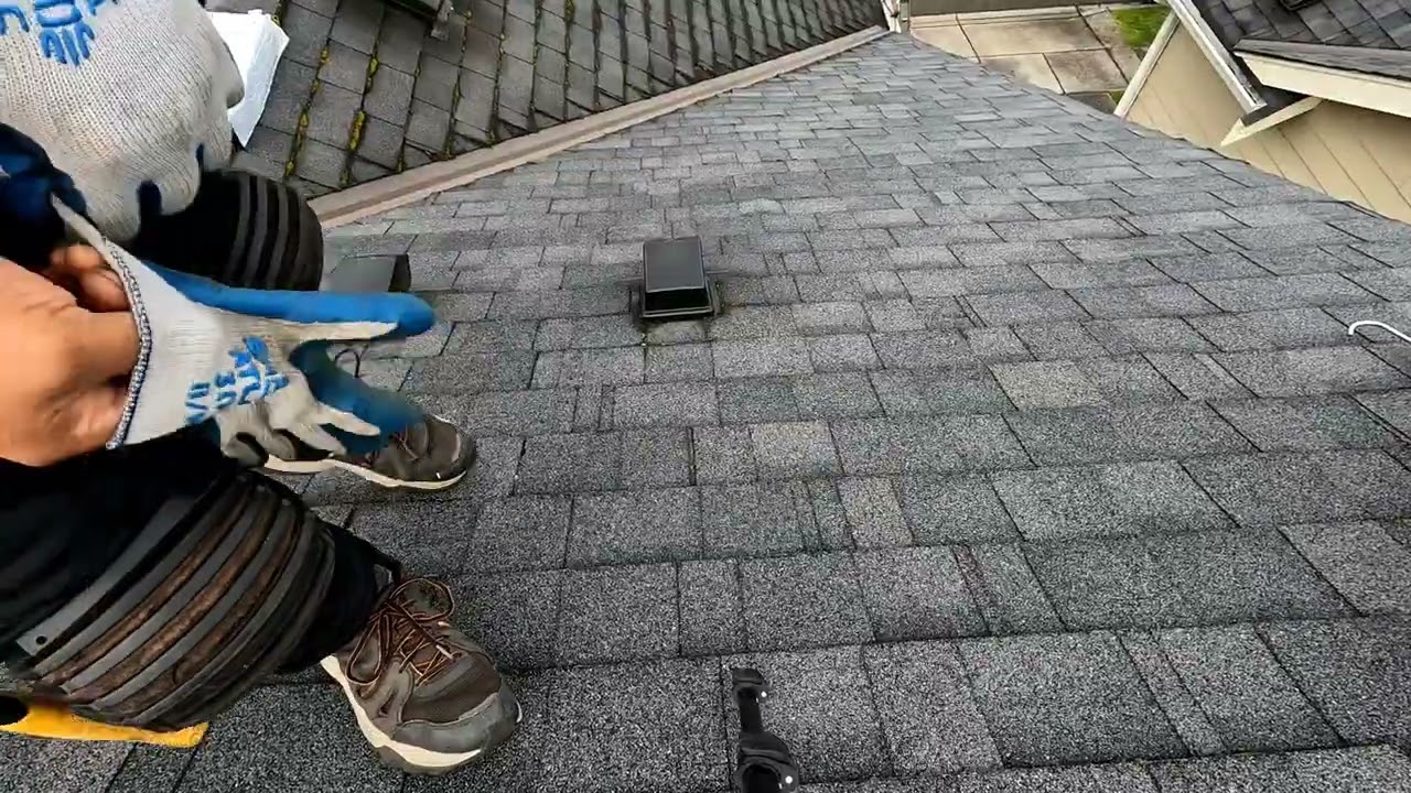 Roof repair over a bathroom fan (flapper vent).