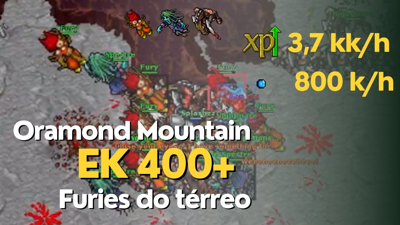 Tibia - EK 400+ hunt  Fury - 3,7KK/h raw Exp e 800K/h gold