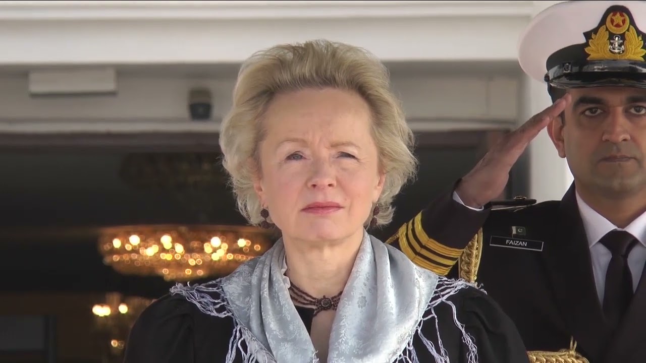 The Ambassador of Austria, Mrs Andrea Wicke, presenting her diplomatic credentials to