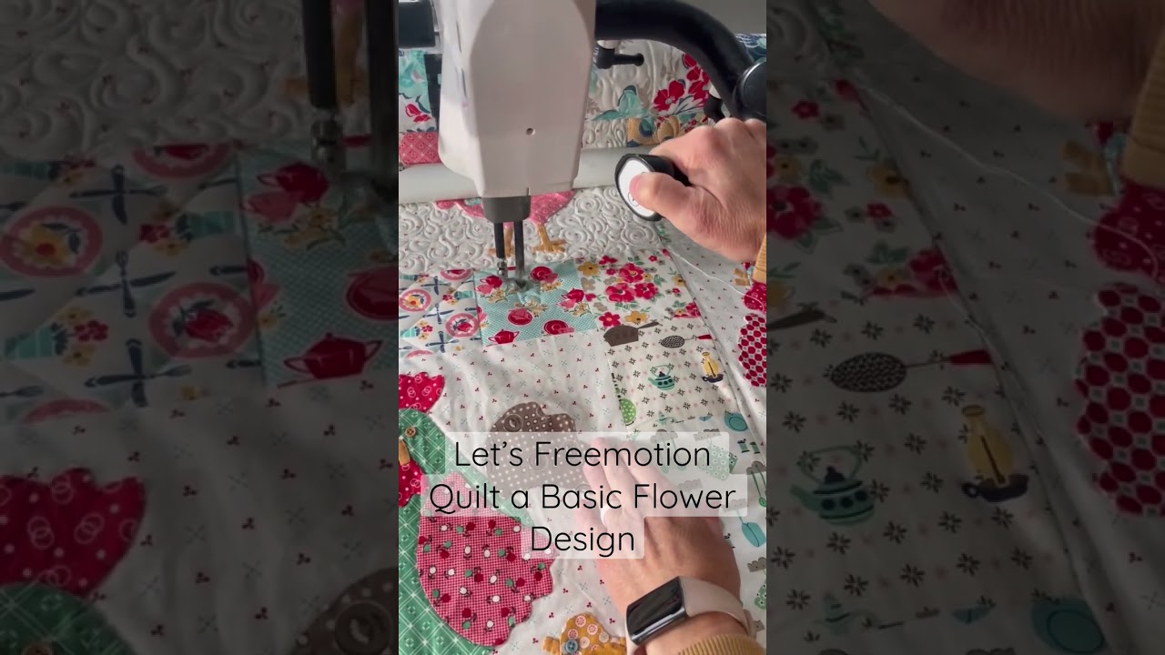 Let&rsquo;s free motion quilt a basic flower design. Flower 🌸 Longarm quilting tips for beginners.