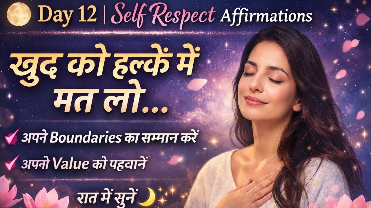 Day 12 | Self Respect Affirmations 🌸खुद को हल्के में लेना बंद करो | Night Affirmations in Hindi 🌙✨🪷