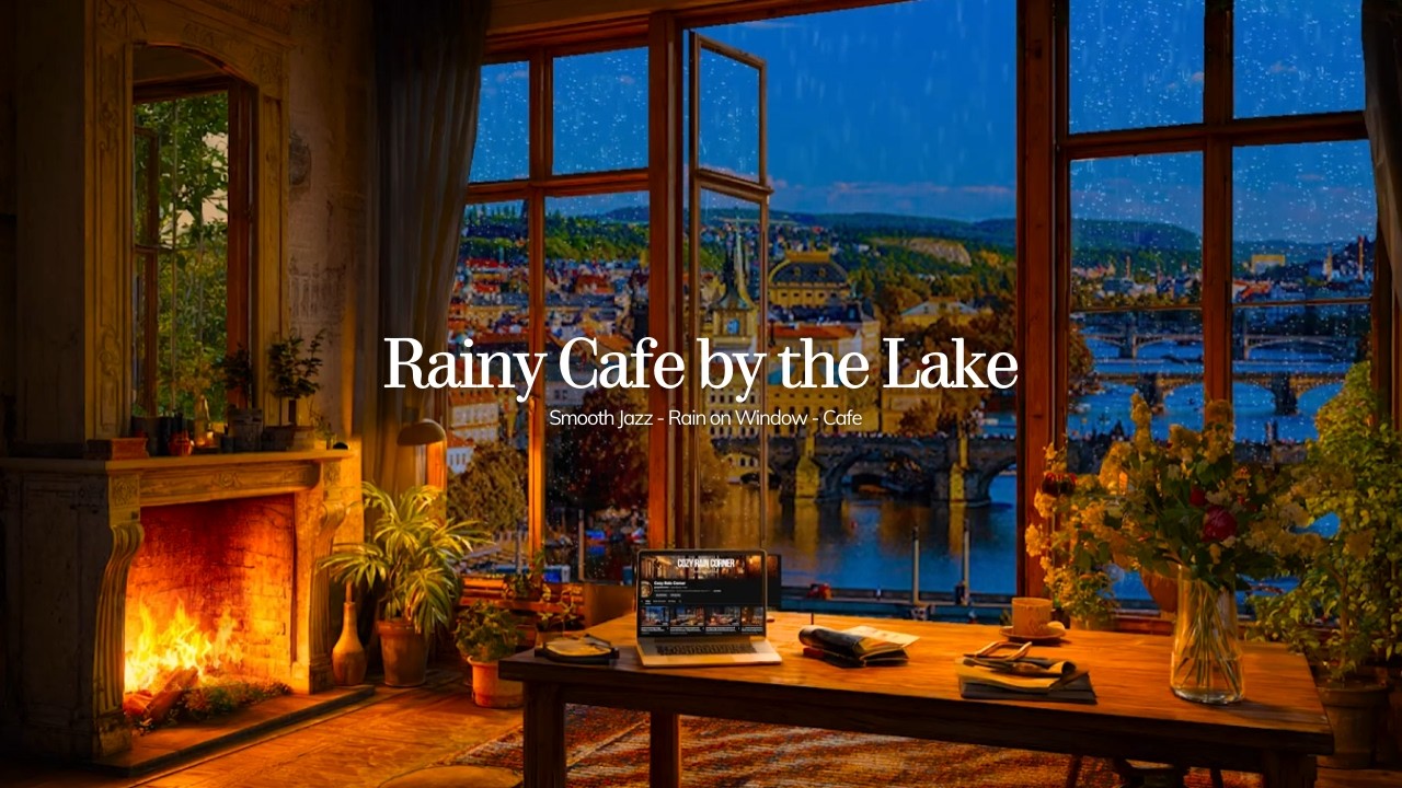 Rainy Cafe by the Lake ☕ 3 Hours Warm Focus Music | Cozy Afternoon Study Ambience