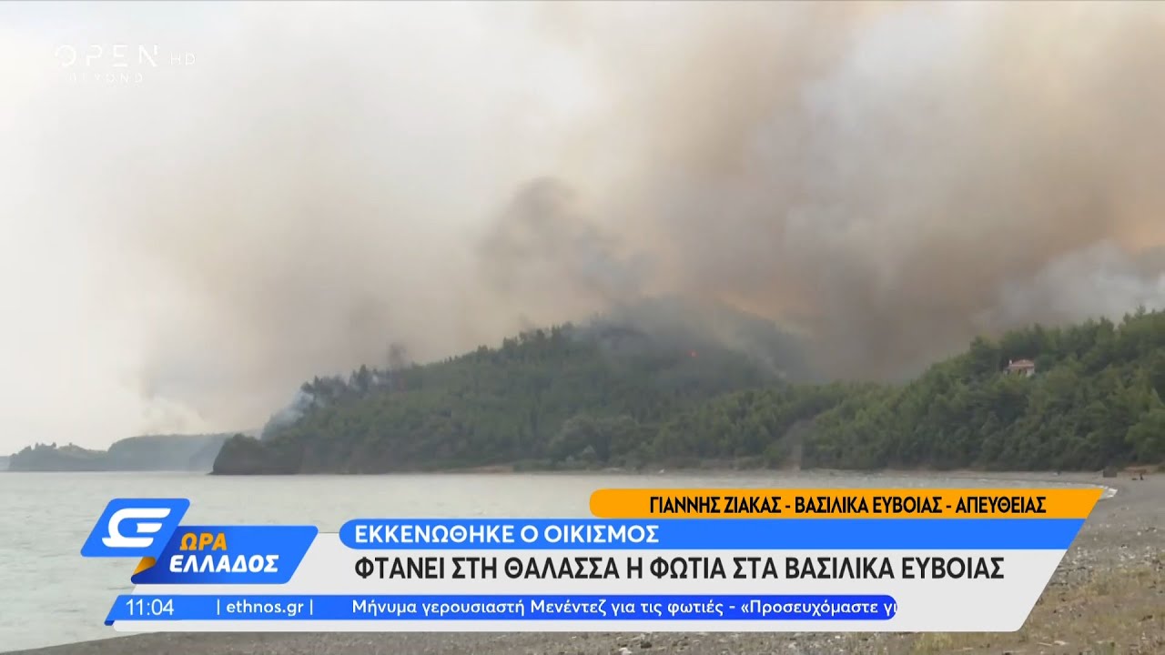 Φτάνει στη θάλασσα η φωτιά στα Βασιλικά Ευβοίας | Ώρα Ελλάδος 06/08/2021 | OPEN TV