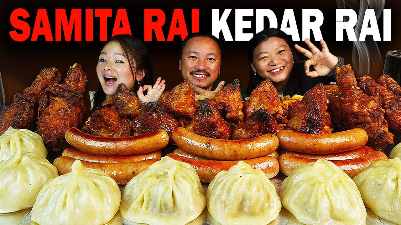 Eating Big Pork Momo | Spicy Noodles 🔥& Chicken Butt With @KedarRai @VillageEnvironmentNEPAL 😍