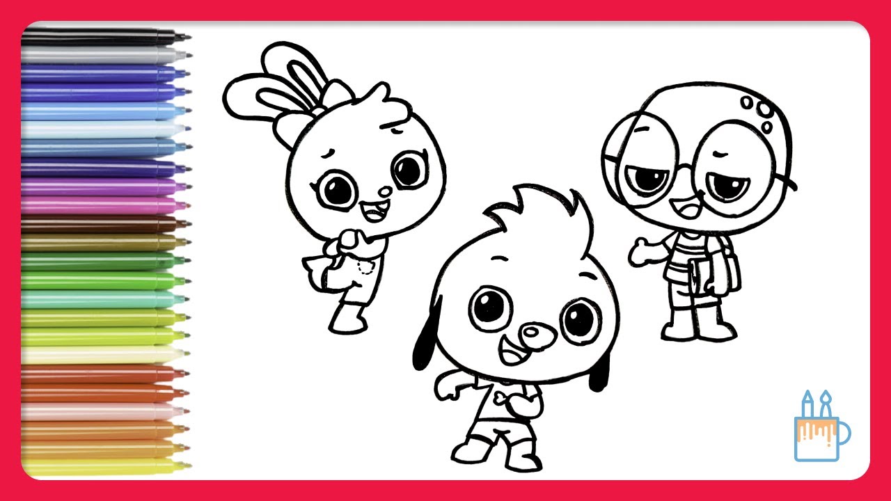 Vamos desenhar e colorir o Junior, a Mimi e o Theo | Playkids