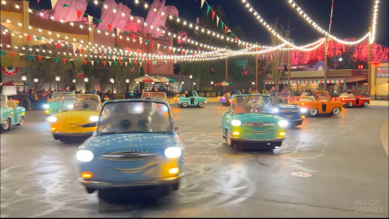 [4K] FULL Luigi's Rollickin' Roadsters 2022 at Disney California Adventure Park! - Nighttime POV