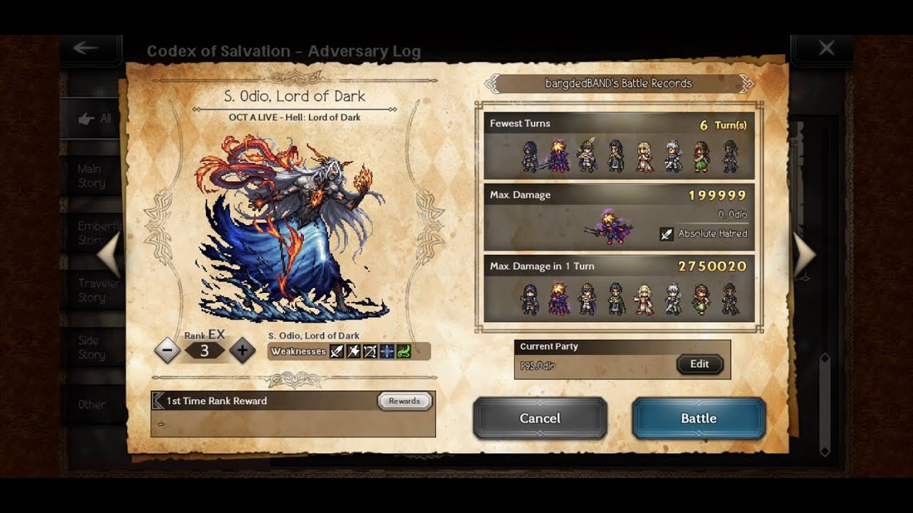Octopath COTC GEP S. Odio, Lord of Dark EX3 in 6T