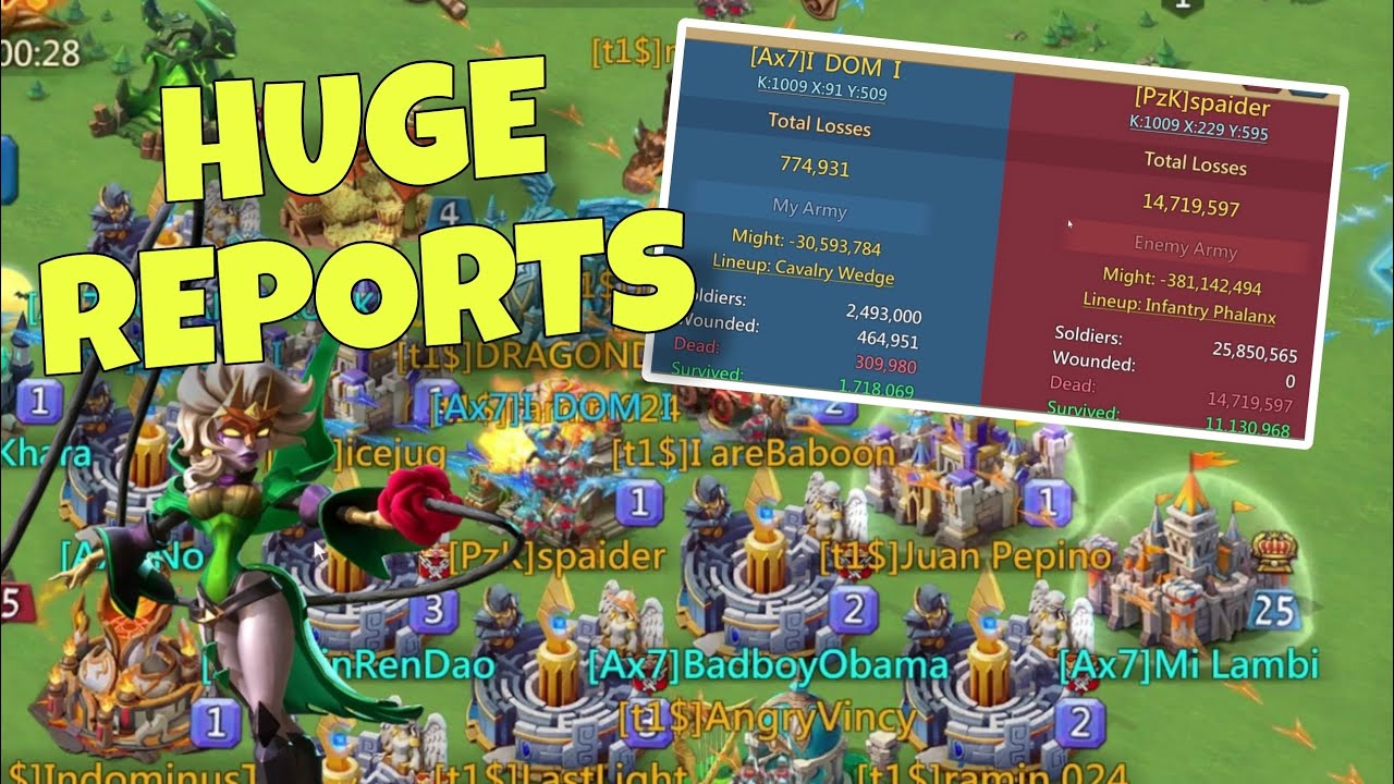 Lords Mobile - Massive troops annihilation. Blast rallies with DOM account. Huge reports