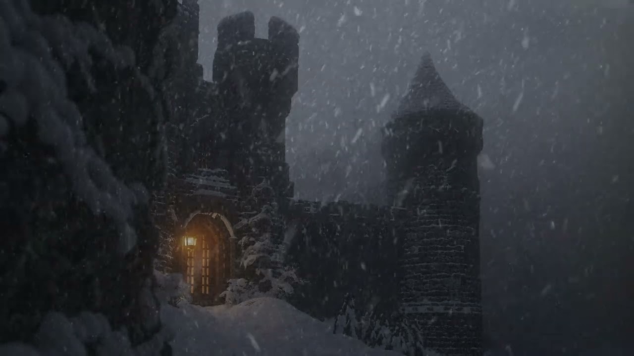 10 Hours Of Eerie Dark Winter Castle Vibes For Fast Deep Relaxing Sleep: Howling Blizzard Sounds