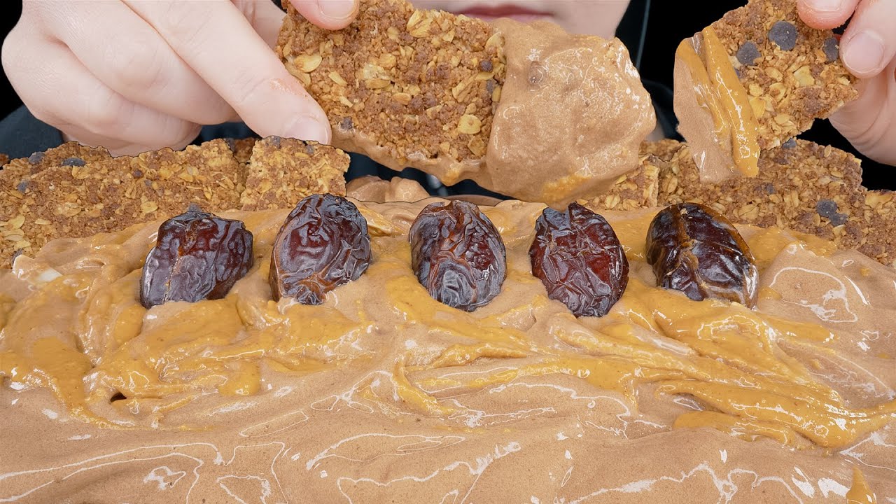 ASMR Chocolate Banana Ice Cream *Medjool Dates, Granola & Peanut Butter