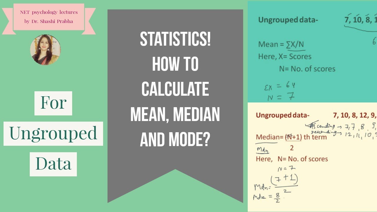 Statistics 10, Mean, Median, and Mode for Ungrouped data