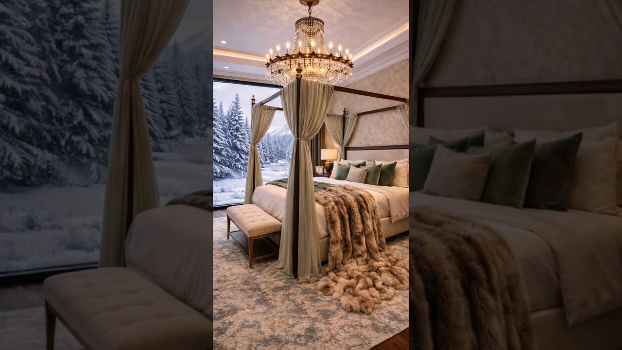 Luxury Winter Lodge Tour ❄️ Cozy Mountain Home with Snowy Forest Views  Elegant Rustic Design