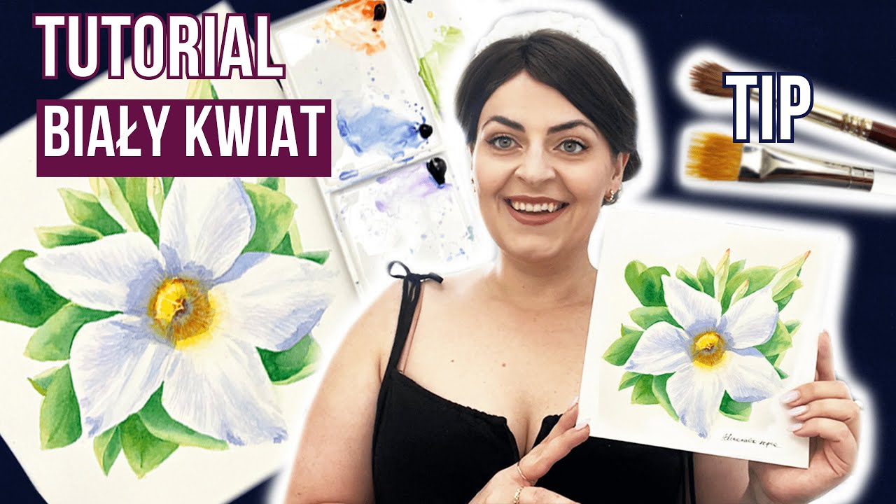 Tutorial. Jak malować białe kwiaty akwarelą? 3 sposób na białe kwiaty