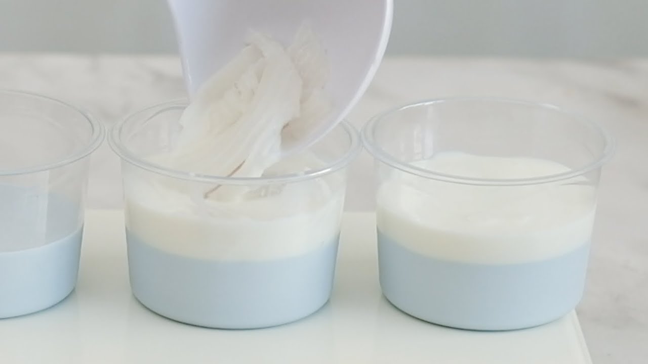 เต้าฮวยอัญชัญมะพร้าวอ่อน พุดดิ้งมะพร้าวอ่อน เต้าฮวย Coconut Pudding ทำขนมกับเชฟโจ Ep.74