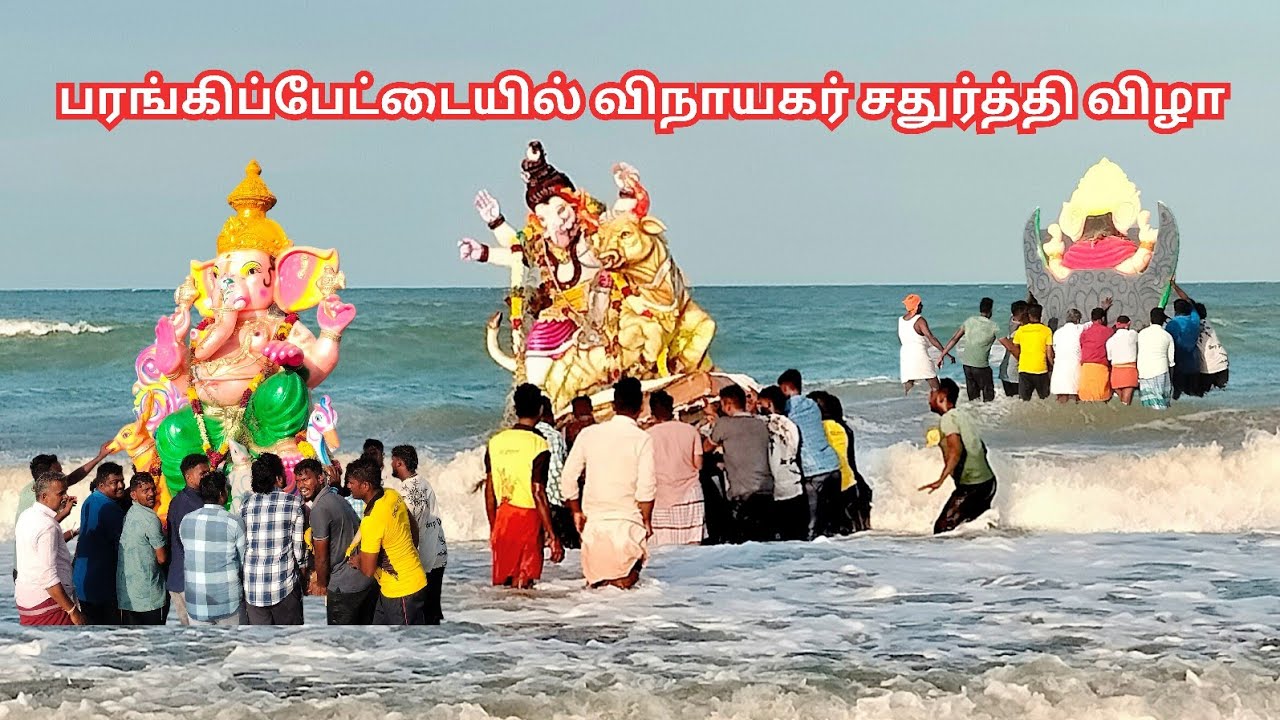  பரங்கிப்பேட்டையில் விநாயகர் சிலைகள் ஊர்வலமாக கொண்டு செல்லப்பட்டு கடலில் கரைக்கப்பட்டது