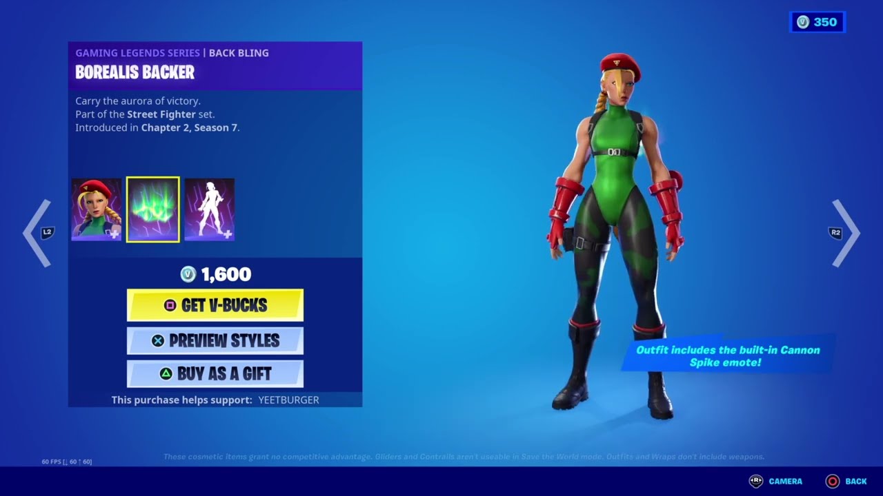 Fortnite Cannon Spike Emote Street Fighter Cammy Killer Bee