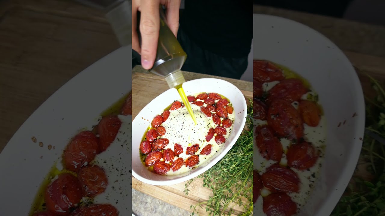 Burrata ao forno com tomate cereja e focaccia | #shorts